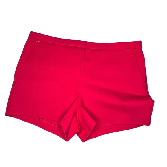 ABS Women’s Red Stretch Mid Rise Short Shorts Size 10 Flat Front Side Zipper EUC - Picture 1 of 7